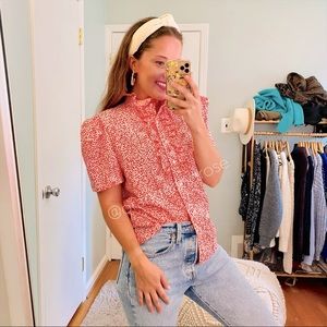 Vintage Lucky Winner Red Polka Dot Ruffle puff top